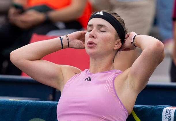 August 8, 2024, Toronto, On, Canada: Elina Svitolina of Ukraine pauses to regroup during her match against Marta Kostyuk of Ukraine at the National Bank Open tennis tournament in Toronto on Thursday Aug. 8, 2024. Canada News - August 8, 2024  - ZUMAc35_ 20240808_zaf_c35_067 Copyright: xFrankxGunnx