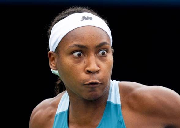 Sport Bilder des Tages August 8, 2024, Toronto, On, Canada: Coco Gauff of the USA keeps a close eye on the action against Yafan Yang of China at the National Bank Open in Toronto on Thursday August 8, 2024. Canada News - August 8, 2024  - ZUMAc35_ 20240808_zaf_c35_079 Copyright: xFrankxGunnx