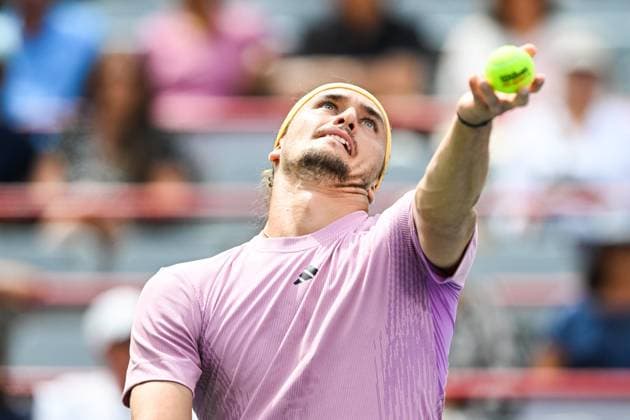 ATP, Tennis Herren National Bank Open 2024 MONTREAL, QC, CANADA - AUGUST 08: Alexander Zverev (GER) serves the ball during a second round match at ATP National Bank Open on August 08, 2024 at IGA Stadium in Montreal, QC, Canada (Photo by David Kirouac) Copyright: xBEAUTIFULxSPORTS Kirouacx