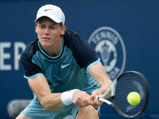 August 8, 2024, Montreal, Pq, Canada: Italy s Jannik Sinner returns a shot to Croatia s Borja Coric during their second round match at the National Bank Open tennis Thursday, August 8, 2024 in Montreal. Sinner won the match in straight sets. Jannik Sinner,  - ZUMAc35_ 20240808_zaf_c35_145 Copyright: xRyanxRemiorzx