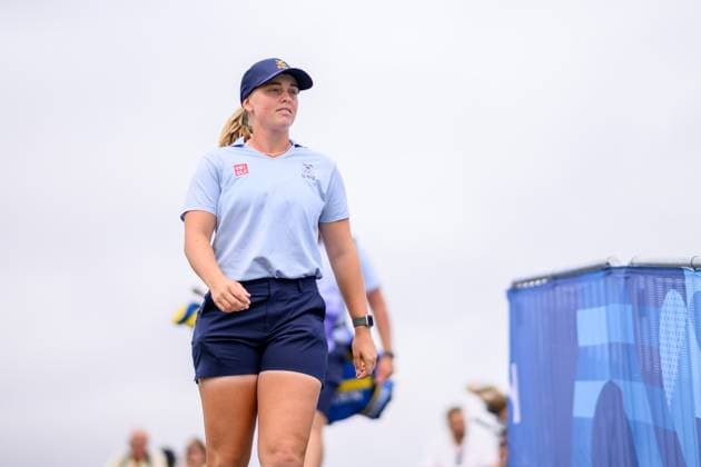 240809 Maja Stark of Sweden competes in women s individual golf round 3 during day 14 of the Paris 2024 Olympic Games, Olympische Spiele, Olympia, OS on August 9, 2024 in Paris. Photo: Ludvig Thunman BILDBYRAN kod LT LT0665 golf olympic games olympics os ol olympiska spel olympiske leker paris 2024 paris-os paris-ol 14 bbeng sverige Copyright: LUDVIGxTHUNMAN BB240809LT004