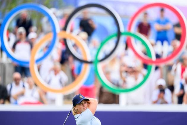 240809 Maja Stark of Sweden competes in women s individual golf round 3 during day 14 of the Paris 2024 Olympic Games, Olympische Spiele, Olympia, OS on August 9, 2024 in Paris. Photo: Ludvig Thunman BILDBYRAN kod LT LT0665 golf olympic games olympics os ol olympiska spel olympiske leker paris 2024 paris-os paris-ol 14 bbeng sverige Copyright: LUDVIGxTHUNMAN BB240809LT009