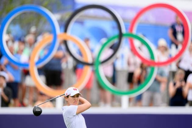 240809 Albane Valenzuela of Switzerland competes in women s individual golf round 3 during day 14 of the Paris 2024 Olympic Games, Olympische Spiele, Olympia, OS on August 9, 2024 in Paris. Photo: Ludvig Thunman BILDBYRAN kod LT LT0665 golf olympic games olympics os ol olympiska spel olympiske leker paris 2024 paris-os paris-ol 14 bbeng schweiz Copyright: LUDVIGxTHUNMAN BB240809LT015