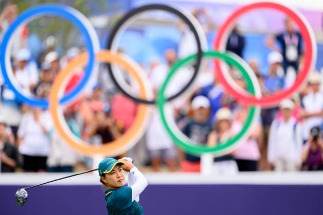 240809 Minjee Lee of Australia competes in women s individual golf round 3 during day 14 of the Paris 2024 Olympic Games, Olympische Spiele, Olympia, OS on August 9, 2024 in Paris. Photo: Ludvig Thunman BILDBYRAN kod LT LT0665 golf olympic games olympics os ol olympiska spel olympiske leker paris 2024 paris-os paris-ol 14 bbeng australien Copyright: LUDVIGxTHUNMAN BB240809LT018