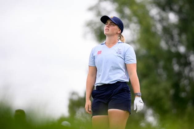 240809 Maja Stark of Sweden competes in women s individual golf round 3 during day 14 of the Paris 2024 Olympic Games, Olympische Spiele, Olympia, OS on August 9, 2024 in Paris. Photo: Ludvig Thunman BILDBYRAN kod LT LT0665 golf olympic games olympics os ol olympiska spel olympiske leker paris 2024 paris-os paris-ol 14 bbeng sverige Copyright: LUDVIGxTHUNMAN BB240809LT030
