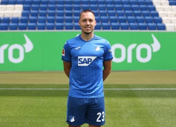 Julian Justvan , TSG 1899 Hoffenheim . Porträttermin TSG 1899 Hoffenheim 2024-2025 . Sinsheim, GER, 07.08.2024 ,Fussball 1. Bundesliga 2024 2025 . Editorial use only !