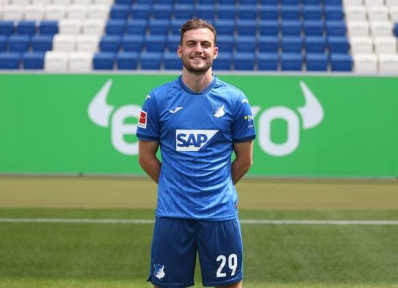 Jacob Bruun Larsen , TSG 1899 Hoffenheim . Porträttermin TSG 1899 Hoffenheim 2024-2025 . Sinsheim, GER, 07.08.2024 ,Fussball 1. Bundesliga 2024 2025 . Editorial use only !