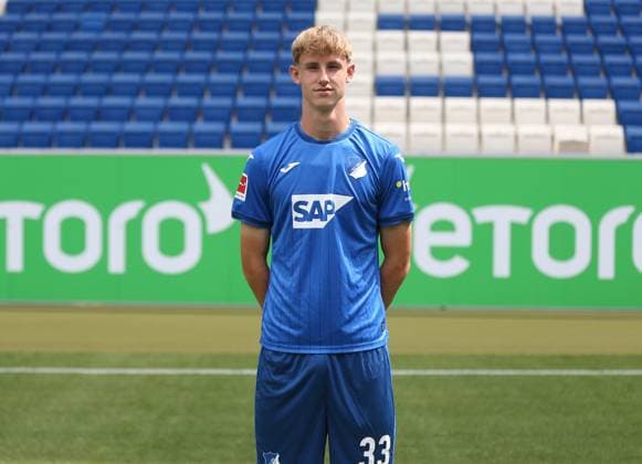 Max Moerstedt , TSG 1899 Hoffenheim . Porträttermin TSG 1899 Hoffenheim 2024-2025 . Sinsheim, GER, 07.08.2024 ,Fussball 1. Bundesliga 2024 2025 . Editorial use only !