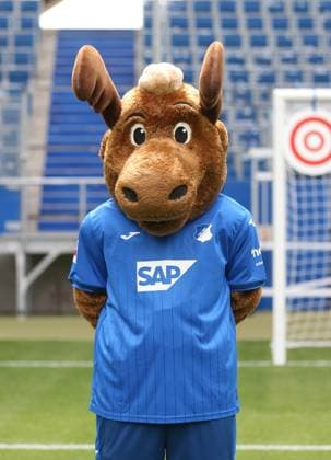 Maskottchen Hoffi , TSG 1899 Hoffenheim . Porträttermin TSG 1899 Hoffenheim 2024-2025 . Sinsheim, GER, 07.08.2024 ,Fussball 1. Bundesliga 2024 2025 . Editorial use only !