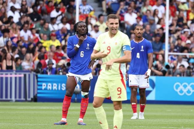 LP Fred Dugit - FRANCE - SPAIN PHOTOPQR LE PARISIEN LP Fred Dugit ; Paris ; 09 08 2024 ; JO Paris 2024 Paris (XVIe), le 09 08 2024 Parc des Princes Finale de football hommes France - Espagne Manu Kone LP Fred Dugit Men s football final France - Spain