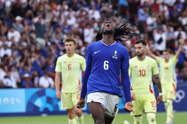 JEUX OLYMPIQUES PARIS 2024 PHOTOPQR LE PARISIEN LP Fred Dugit ; Paris ; 09 08 2024 ; JO Paris 2024 Paris (XVIe), le 09 08 2024 Parc des Princes Finale de football hommes France - Espagne Manu Kone LP Fred Dugit - The Paris 2024 Summer Olympic Games, Olympische Spiele, Olympia, OS (Jul 26-Aug 11, 2024).