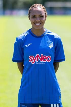 Gia Corley (TSG, 10), Einzelbild, Einzelfoto, Aktion, Action, Porträt, Portrait, 29.07.2024, St.Leon-Rot (Deutschland), Fussball, Frauen, TSG 1899 Hoffenheim Porträttermin 2024 25