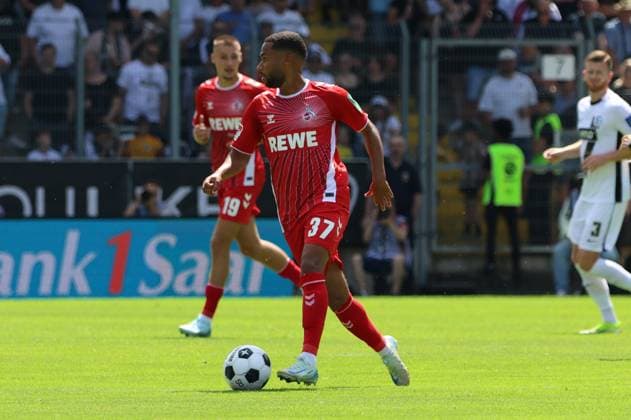 10.08.2024, Fussball, Herren, 2. Bundesliga, Saison 2024 2025, SV 07 Elversberg - 1. FC Köln, Linton Maina (1. FC Koeln) Elversberg Ursapharm-Arena an der Kaiserlinde Saarland Deutschland (DE)
