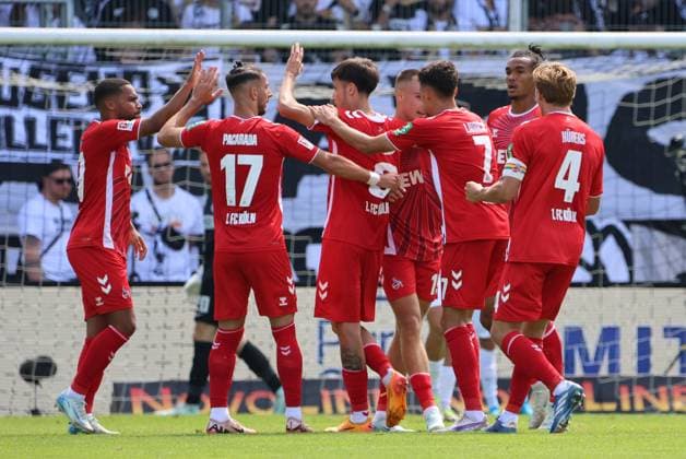 10.08.2024, Fussball, Herren, 2. Bundesliga, Saison 2024 2025, SV 07 Elversberg - 1. FC Köln, Torjubel zum 0:1, Torschütze: Denis Huseinbasic (1. FC Koeln) Elversberg Ursapharm-Arena an der Kaiserlinde Saarland Deutschland (DE)