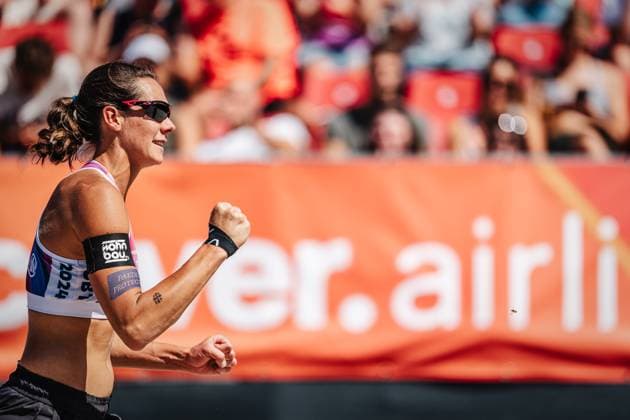 Beachvolleyball Frauen Allianz German Beach Tour 2024 Tourstop Kühlungsborn 10.08.2024 Kira Walkenhurst jubelt Kühlungsborn Strand an der Seebrücke Mecklenburg-Vorpommern Deutschland