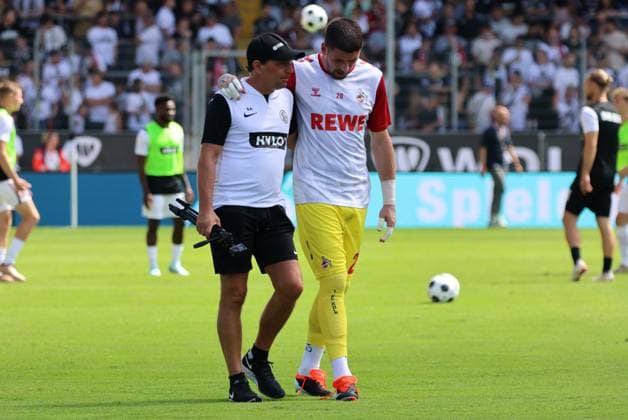 10.08.2024, Fussball, Herren, 2. Bundesliga, Saison 2024 2025, SV 07 Elversberg - 1. FC Köln, Torwart-Trainer: Sascha Purket (SV 07 Elversberg), Philipp Pentke (1. FC Koeln) Elversberg Ursapharm-Arena an der Kaiserlinde Saarland Deutschland (DE)