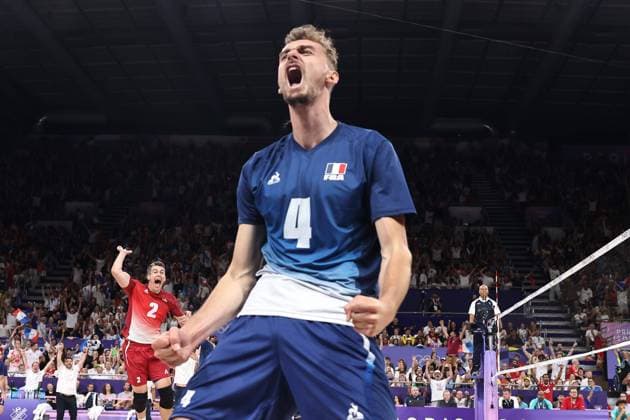JEUX OLYMPIQUES PARIS 2024 PHOTOPQR LE PARISIEN LP Fred Dugit ; Paris ; 10 08 2024 ; JO Paris 2024 Paris (XVe), le 10 08 2024 Arena Paris Sud Finale de volleyball Hommes France - Pologne Jean Patry LP Fred Dugit - The Paris 2024 Summer Olympic Games, Olympische Spiele, Olympia, OS (Jul 26-Aug 11, 2024).