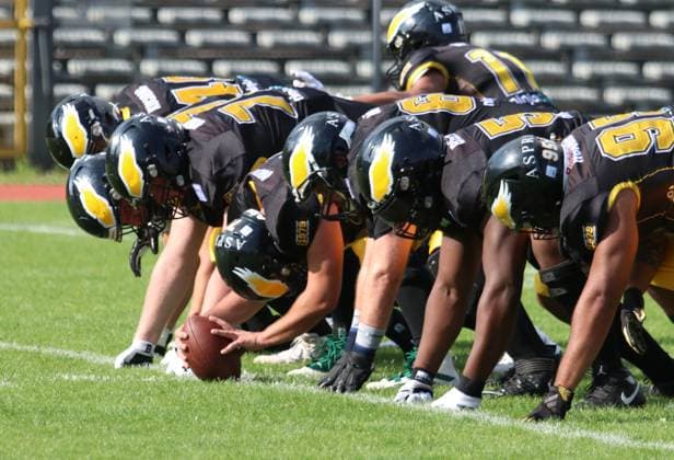 American Football GFL Berlin Adler - Potsdam Royals 10.08.2024 Berlin Adler Offense Copyright: xmix1pressx