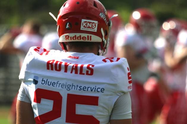 American Football GFL Berlin Adler - Potsdam Royals 10.08.2024 Spieler der Potsdam Royals von hinten. Copyright: xmix1pressx