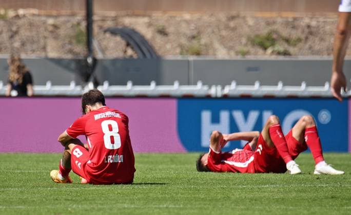 10.08.2024, Fussball, Herren, 2. Bundesliga, Saison 2024 2025, SV 07 Elversberg - 1. FC Köln, Denis Husein-Basic (1. FC Köln) und Dejan Ljubicic (1. FC Köln) sind nach dem Spiel enttäuscht Elversberg Ursapharm-Arena an der Kaiserlinde Saarland Deutschland (DE)