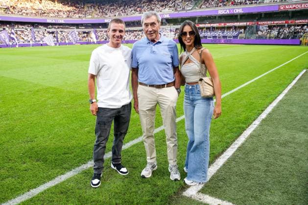 RSC Anderlecht v OH Leuven - Jupiler Pro League ANDERLECHT, BELGIUM - AUGUST 10 : Evenepoel Remco (BEL) of Soudal Quick-Step, Merckx Eddy and Oumi Rayane ahead of the Jupiler Pro League match between RSC Anderlecht and OH Leuven on August 10, 2024 in Anderlecht, Belgium, 10 08 2024  Copyright: xTomasxSiskx