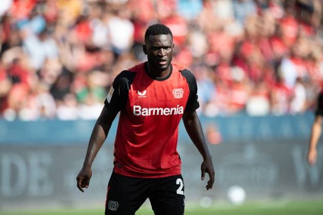 Victor BONIFACE (LEV) halbe Figur, Halbfigur, Freundschaftsspiel Testspiel Saisoneroeffung Bayer 04 Leverkusen (LEV) - Betis Sevilla (SVQ) 1:1 am 10.08.2024 in der Bayarena Leverkusen Deutschland. DFL regulations prohibit any use of photographs as image sequences and or quasi-video Â