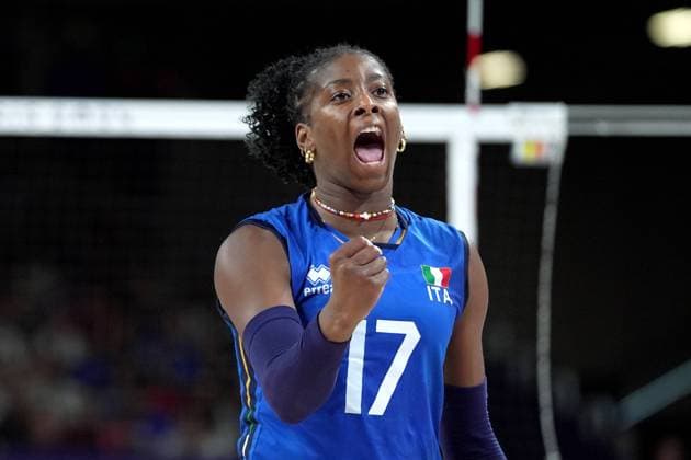 Italy s Myriam Fatime Sylla during Women s Volleyball Final match between Italy and United States at the 2024 Summer Olympics, Sunday, August 11, 2024 in Paris, France.  Copyright: xSpada LaPressex