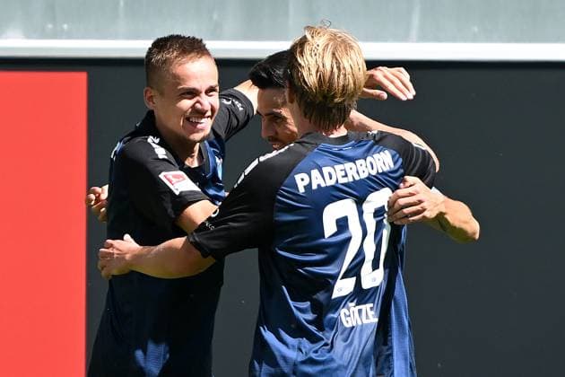 Paderborn, Home Deluxe Arena, 11.08.24, GER, Herren, 2.Bundesliga, Saison 2024-2025, SC Paderborn 07 - SV Darmstadt 98 Bild: Filip BILBIJA (Paderborn) jubelt nach seinem Tor zum 2:1 Only for editorial use! DFL regulations prohibit any use of photographs as image sequences and or quasi-video. NRW Deutschland