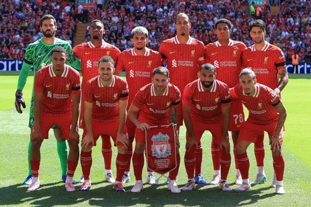 11th August 2024; Anfield, Liverpool, Merseyside, England; Pre Season Football Friendly, Liverpool versus Sevilla; Liverpool players pose for a photo before the kick off  ActionPlus12680390 DavidxBlunsden