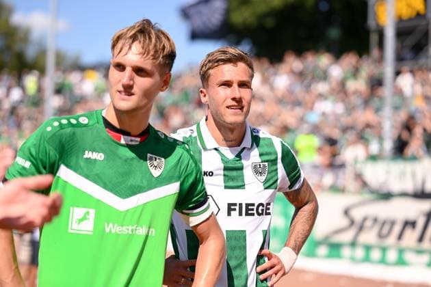 11.08.2024, Fussball, 2. Bundesliga, 2. Spieltag Saison 2024 2025, Preußen Münster - Hannover 96, Joel Grodowski (SC Preussen Münster) xRHR-FOTO TKx