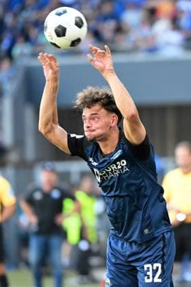 Paderborn, Home Deluxe Arena, 11.08.24, GER, Herren, 2.Bundesliga, Saison 2024-2025, SC Paderborn 07 - SV Darmstadt 98 Bild: Aaron ZEHNTER (Paderborn) Only for editorial use! DFL regulations prohibit any use of photographs as image sequences and or quasi-video. NRW Deutschland