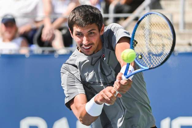 August 11, 2024, Montreal, Pq, Canada: Alexei Popyrin of Australia plays a shot to Hubert Hurkacz of Poland during their quarter-final match at the National Bank Open tennis tournament in Montreal, Sunday, August 11, 2024. Alexei Popyrin, Hubert Hurkacz,  - ZUMAc35_ 20240811_zaf_c35_018 Copyright: xGrahamxHughesx