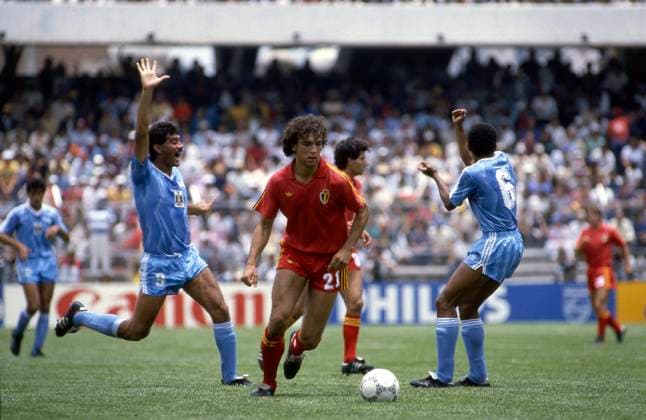 Football mundial: Belgium - Irak 1986 Mundial Mexico 08 06 1986 Belgique Belgium Belgie - Irak Iraq (2-1) * Stéphane Demol Pictures Photo News Philippe Crochet Mexico Mexico  Copyright: xPhilippexCrochetx 10555474-012