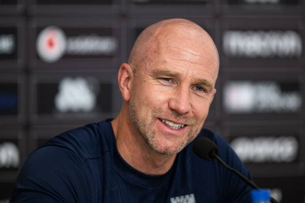 240812 Head coach Henrik Rydström of Malmö FF during a press conference, PK, Pressekonferenz with Malmö FF on August 12, 2024 in Thessaloniki. Photo: Mathilda Ahlberg BILDBYRAN kod MA MA0701 fotboll football soccer fotball champions league presskonferens press conference malmö ff bbeng Copyright: MATHILDAxAHLBERG BB240812MA039
