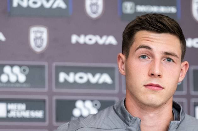 240812 Lasse Berg Johnsen during a press conference, PK, Pressekonferenz with Malmö FF on August 12, 2024 in Thessaloniki. Photo: Mathilda Ahlberg BILDBYRAN kod MA MA0701 fotboll football soccer fotball champions league presskonferens press conference malmö ff bbeng Copyright: MATHILDAxAHLBERG BB240812MA052
