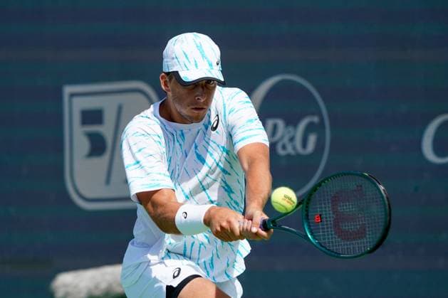 Cincinnati Open: Brandon Holt Vs. Zachary Svajda Brandon Holt is playing during a qualifying round match at the Cincinnati Open tennis tournament in Mason, Ohio, on August 12, 2024. Mason Ohio United States  Copyright: xJasonxWhitmanx originalFilename:whitman-cincinna240812_npdfN.jpg