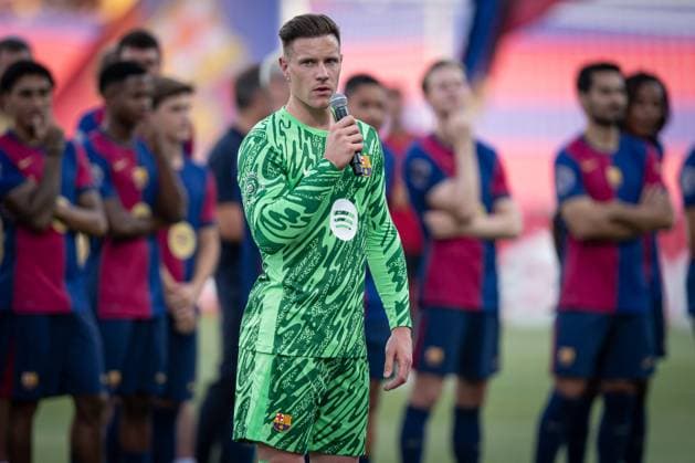 Other - TROFEU JOAN GAMPER: FC Barcelona, Barca - AS MONACO Goalkeeper Marc-Andre ter Stegen (FC Barcelona) gestures during a Joan Gamper Trophy at Estadi Olimpic Lluis Companys in Barcelona, Spain, on August 12 2024. Photo by Felipe Mondino Barcelona Spain  Copyright: xIPAxSport ABACAx