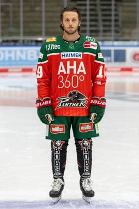 Riley Damiani 19 (Augsburger Panther), Mannschafts und Portraitbilder, Augsburger Panther, Saison 2024 2025, Eishockey, Penny-DEL, 12.08.2024 Augsburg Bayern Deutschland