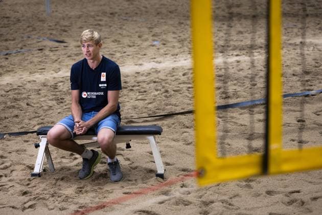 THE HAGUE - Steven van de Velde during a press moment at the European Beach volleyball, Beachvolleyball Championships in which they looked back on their participation in the Olympic Games, Olympische Spiele, Olympia, OS in Paris. ANP RAMON VAN FLYMEN netherlands out - belgium out Den Haag xVIxxIVx 505921705 originalFilename: 0754111761st.jpg