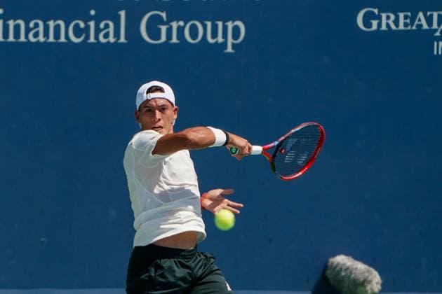 Cincinnati Open: First Round Matches Sebastian Baez is playing during his first-round match at the Cincinnati Open tennis tournament in Mason, Ohio, on August 13, 2024. Mason Ohio United States  Copyright: xJasonxWhitmanx originalFilename:whitman-cincinna240813_npZB1.jpg