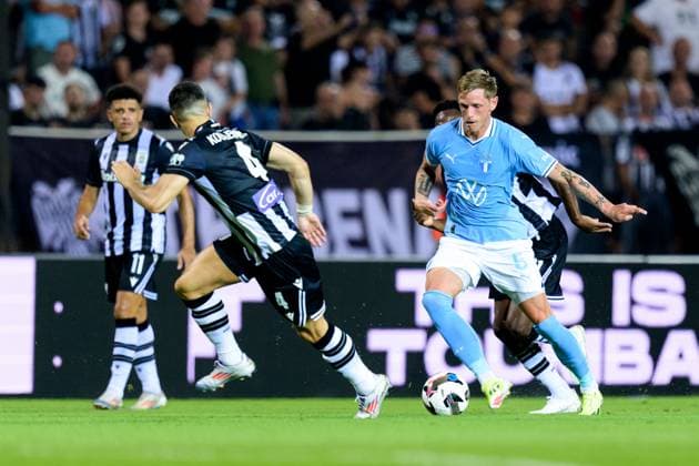 240813 Soren Rieks of Malmö FF during the UEFA Champions League football match between PAOK and Malmö FF on August 13, 2024 in Thessaloniki. Photo: Mathilda Ahlberg BILDBYRAN kod MA MA0703 fotboll football soccer fotball champions league paok malmö ff bbeng bbauto Copyright: MATHILDAxAHLBERG BB240813MA039