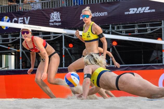 European Championships Beach-Volleyball, 13.08.2024, Arnhem Laura Ludwig (GER), Louisa Lippmann (GER); European Championships Beach-Volleyball, Arnhem am 13.08.2024 Copyright: xBEAUTIFULxSPORTS PeterxWeberx