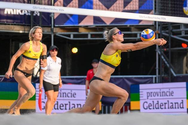 European Championships Beach-Volleyball, 13.08.2024, Arnhem Louisa Lippmann (GER), Laura Ludwig (GER); European Championships Beach-Volleyball, Arnhem am 13.08.2024 Copyright: xBEAUTIFULxSPORTS PeterxWeberx