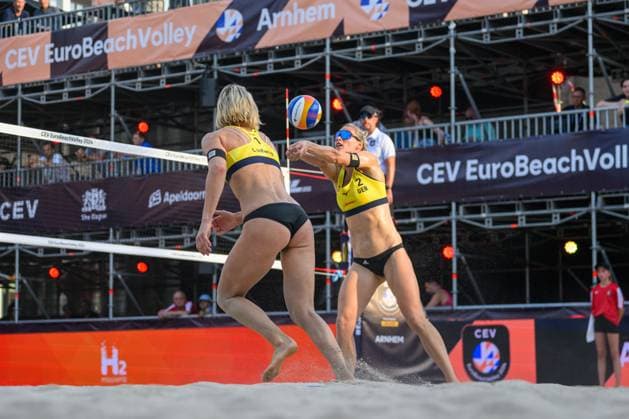 European Championships Beach-Volleyball, 13.08.2024, Arnhem Louisa Lippmann (GER), Laura Ludwig (GER); European Championships Beach-Volleyball, Arnhem am 13.08.2024 Copyright: xBEAUTIFULxSPORTS PeterxWeberx