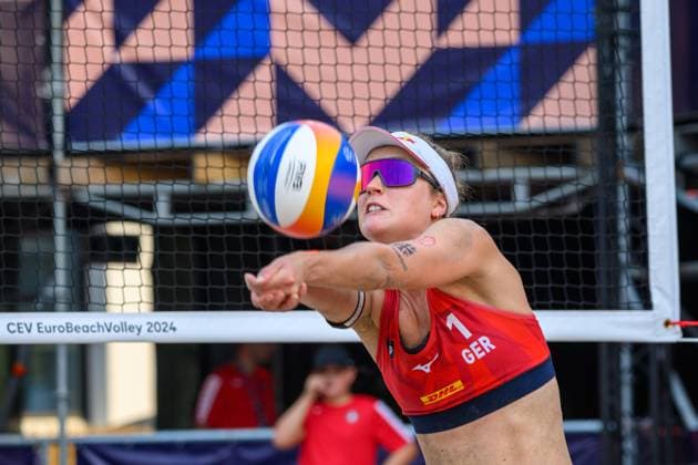 European Championships Beach-Volleyball, 13.08.2024, Arnhem Svenja Mueller (GER); European Championships Beach-Volleyball, Arnhem am 13.08.2024 Copyright: xBEAUTIFULxSPORTS PeterxWeberx