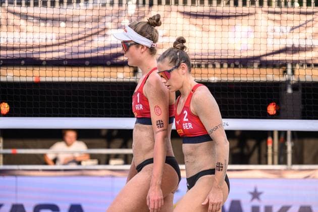 European Championships Beach-Volleyball, 13.08.2024, Arnhem Svenja Mueller (GER), Cinja Tillmann (GER); European Championships Beach-Volleyball, Arnhem am 13.08.2024 Copyright: xBEAUTIFULxSPORTS PeterxWeberx
