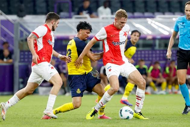 Union SG v Slavia Praha - UEFA Champions League BRUSSELS, BELGIUM - AUGUST 13 : Puertas Castro Cameron midfielder of Royale Union Saint-Gilloise during the UEFA Champions League Third qualifying round 2nd leg match between Union Saint-Gilloise and Slavia Praha at the RSC Anderlecht stadium on August 13, 2024 in Brussels, Belgium , 13 08 2024 Brussels Belgium  Copyright: xJanxDexMeuleneirx