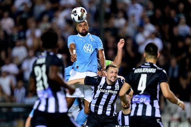 Sport Bilder des Tages 240813 Isaac Kiese Thelin of Malmö FF during the UEFA Champions League football match between PAOK and Malmö FF on August 13, 2024 in Thessaloniki. Photo: Mathilda Ahlberg BILDBYRAN kod MA MA0703 fotboll football soccer fotball champions league paok malmö ff bbeng Copyright: MATHILDAxAHLBERG BB240813MA068
