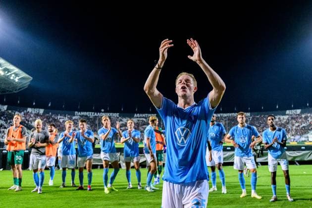 Sport Bilder des Tages 240813 Nils Zätterström of Malmö FF celebrates after the UEFA Champions League football match between PAOK and Malmö FF on August 13, 2024 in Thessaloniki. Photo: Mathilda Ahlberg BILDBYRAN kod MA MA0703 fotboll football soccer fotball champions league paok malmö ff bbeng jubel Copyright: MATHILDAxAHLBERG BB240813MA120