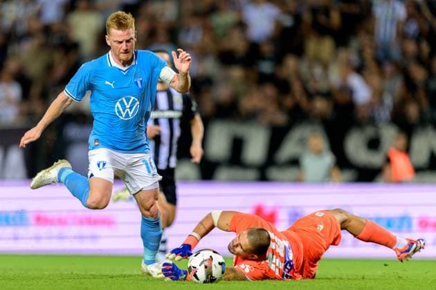 240813 Anders Christiansen of Malmö FF during the UEFA Champions League football match between PAOK and Malmö FF on August 13, 2024 in Thessaloniki. Photo: Mathilda Ahlberg BILDBYRAN kod MA MA0703 fotboll football soccer fotball champions league paok malmö ff bbeng Copyright: MATHILDAxAHLBERG BB240813MA134
